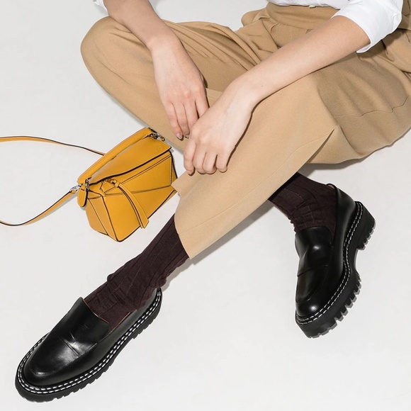 ATP ATELIER Manduria Sage Green Gray Leather Chunky Platform Loafers Handmade 39 - Picture 2 of 16